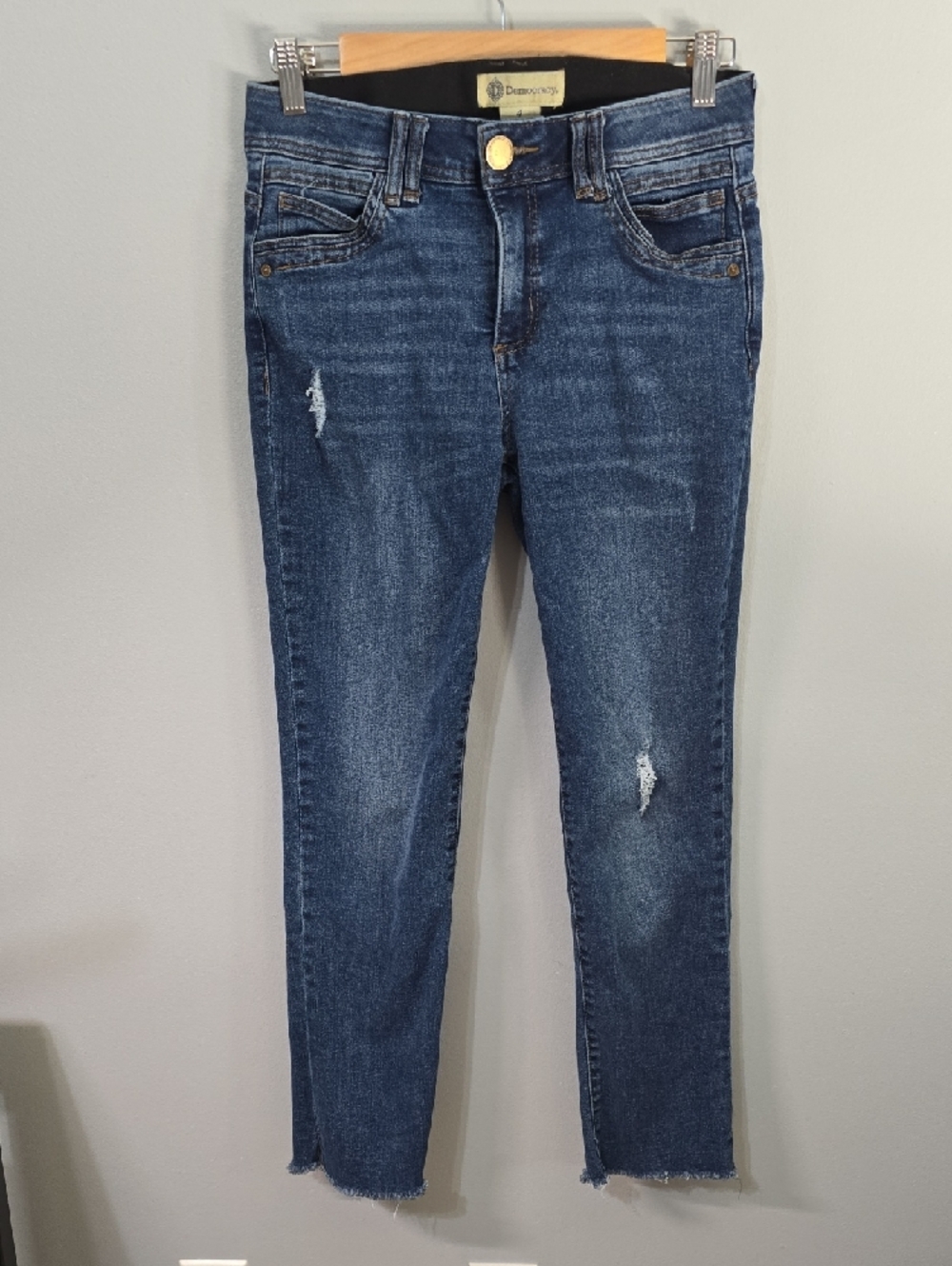 Democracy Jeans Women's Size 4 Blue Distressed Skinny Jeans Raw Cut Frayed Hem - Picture 2 of 16